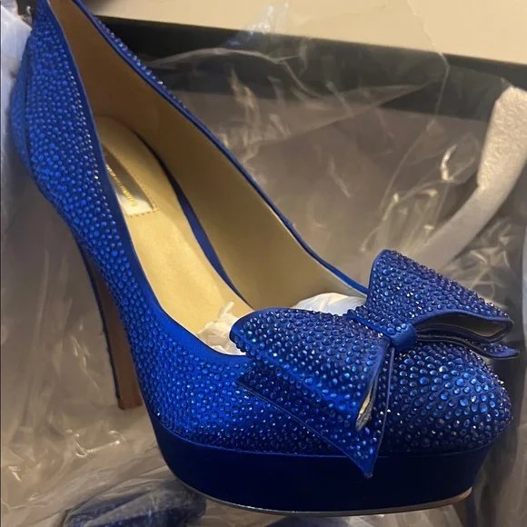Sz9 INC International Concepts Royal Blue Embellished Platform Stilleto heels - Picture 3 of 8